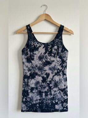 Kensie Black Tie-Dye Scoop Neck Sleeveless Ribbed Bodycon Mini Dress NWOT